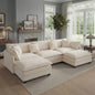 Modular Sectional Sofa with Ottoman Solid Wood Frame and Deep Seating