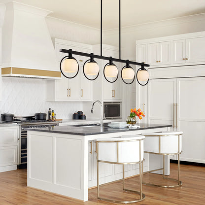 Modern 5-Light Chandelier with Glass Shades