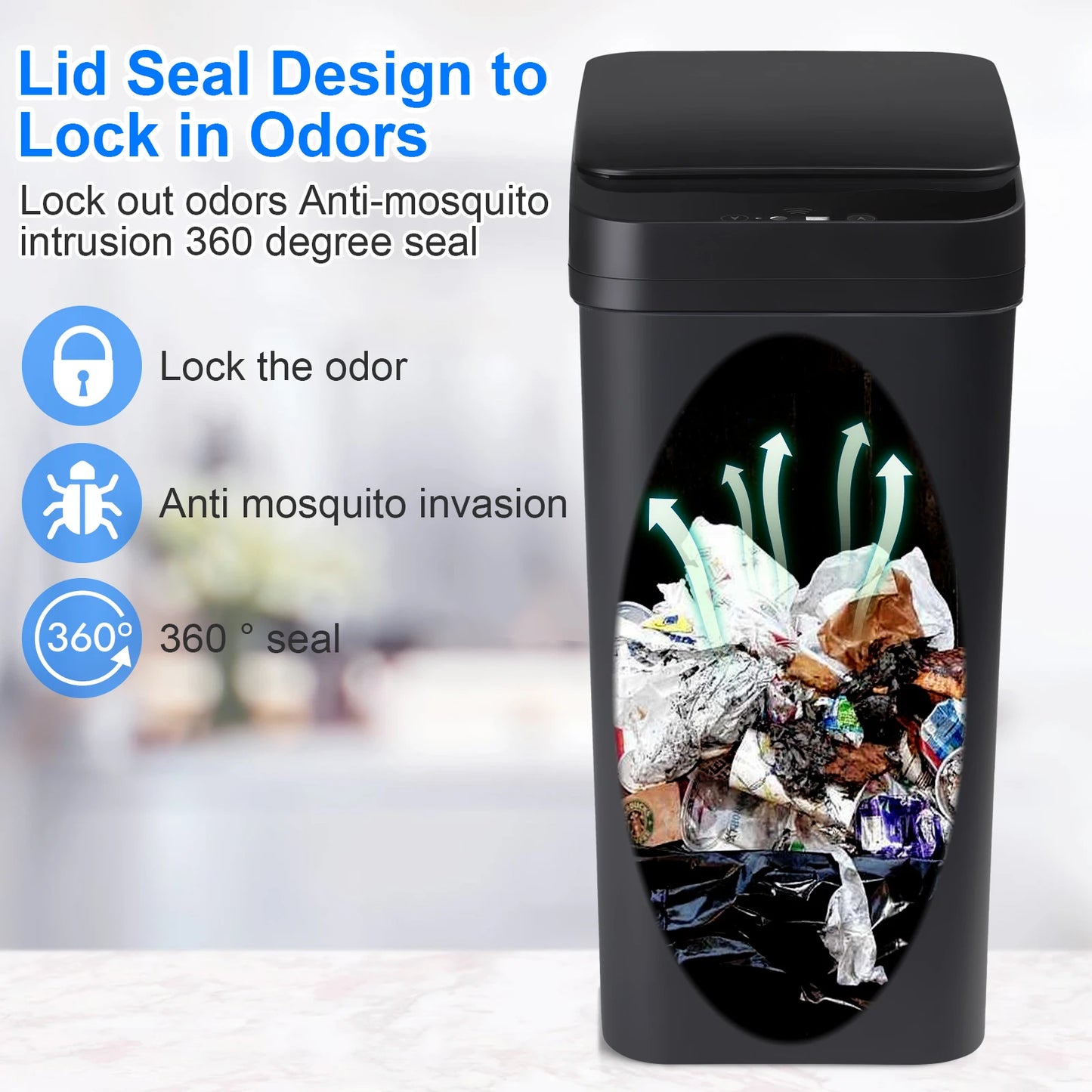 Touchless Bathroom Trash Cans, Set of 2