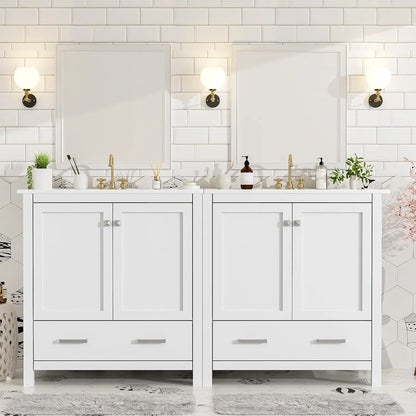 Solid Wood Dual Basin Bathroom Vanity