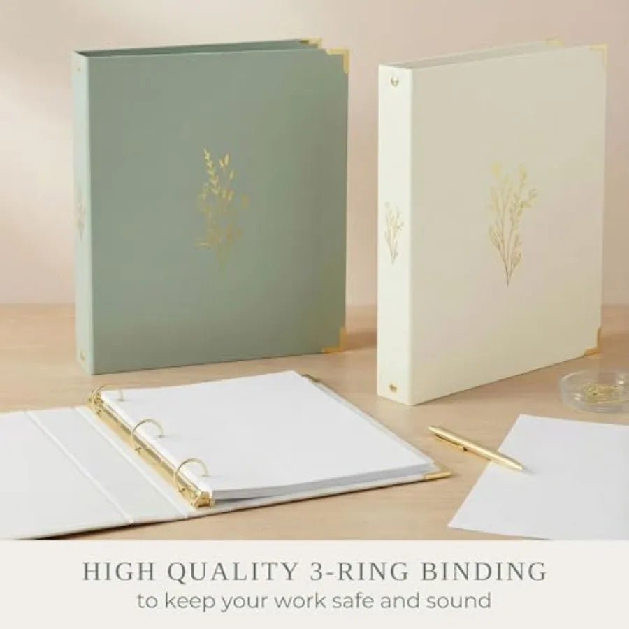 Aesthetic 3 Ring Binder Set of 2 | Sage & Beige 1 Inch Letter Size Binders