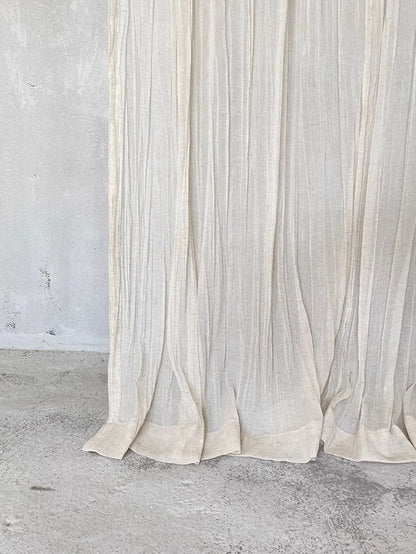 Japanese Linen Textured Sheer Roman Curtain Panel | Light Filtering Voile Window Curtain