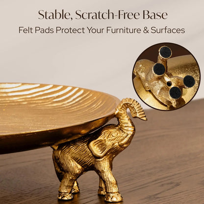 Elegant Decorative Tray with Symbolic Elephant Stands