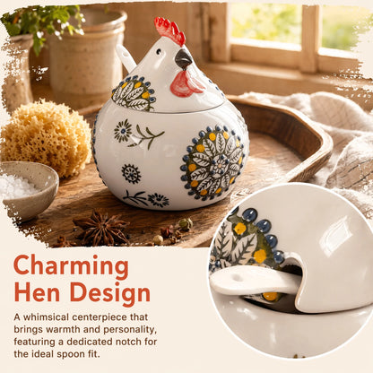 Ceramic Salt Cellar with Lid and Spoon