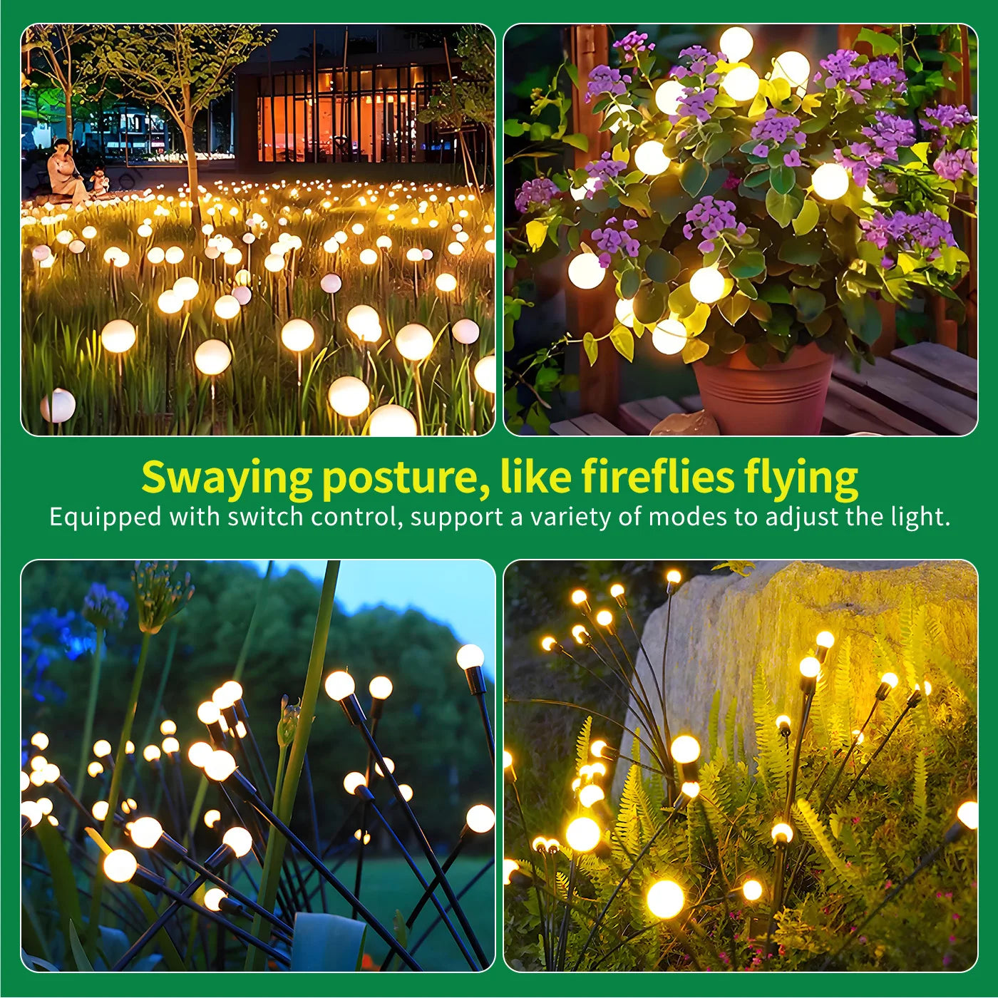 Solar-Powered Firefly LED Decorative Lights