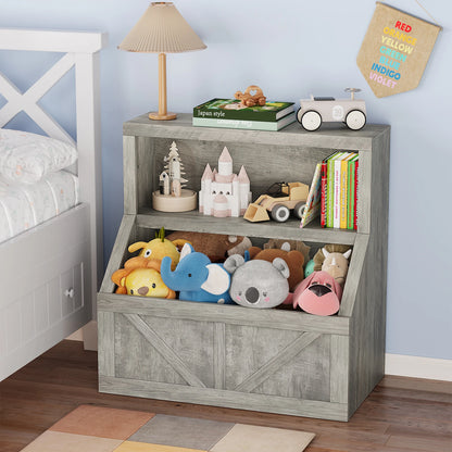 Wooden Kids Bookshelf & Toy Storage Organizer