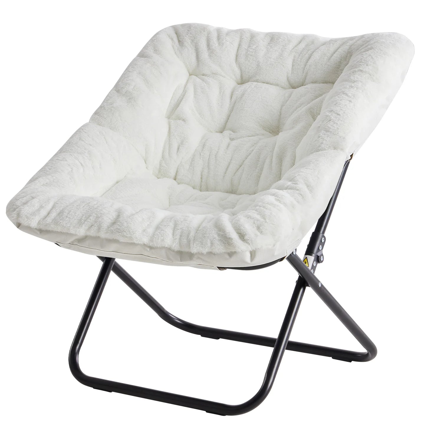 Cozy Folding Saucer Chair with Soft Faux Fur