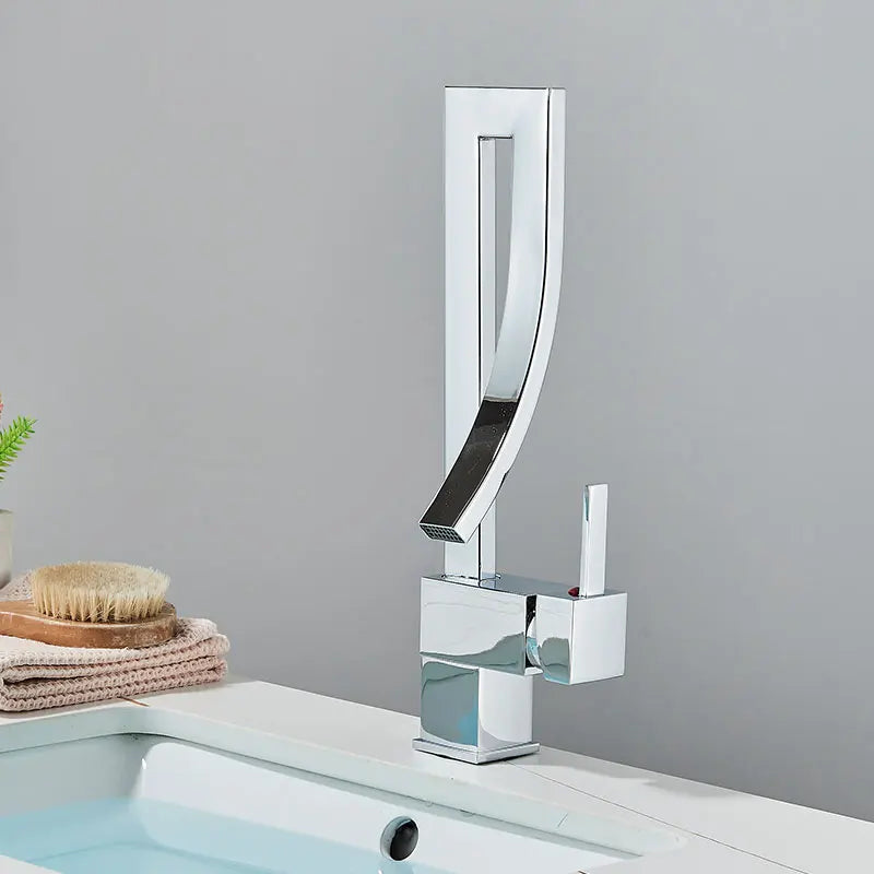 Modern Brass Waterfall Bathroom Faucet