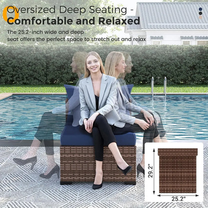 8-Piece Patio Furniture Set with Fire Pit Table | Outdoor Wicker Sectional Sofa