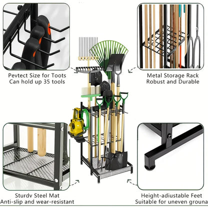 Sturdy Metal Garden Tool Rack