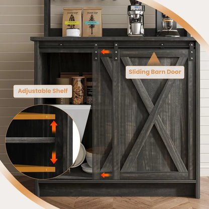 Farmhouse Coffee Bar Cabinet with Hutch