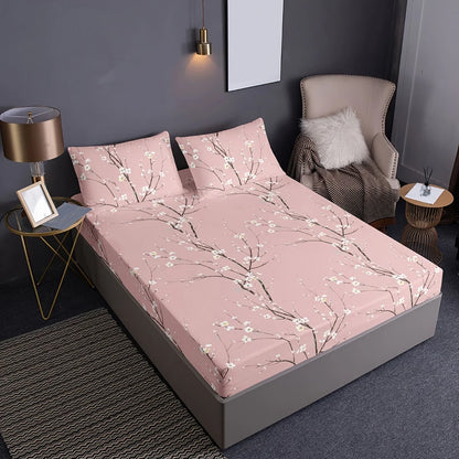 Vintage Floral Fitted Sheet Set | 3-Piece Deep Pocket Microfiber Bedding