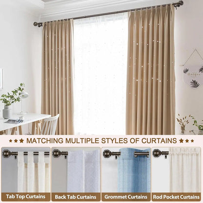 Heavy-Duty Double Curtain Rod 72–144 Inch | Antique Bronze Telescoping Drapery Rod