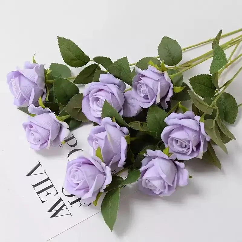 Velvet Artificial Rose Stems | Realistic Silk Flowers for Wedding & Home Décor