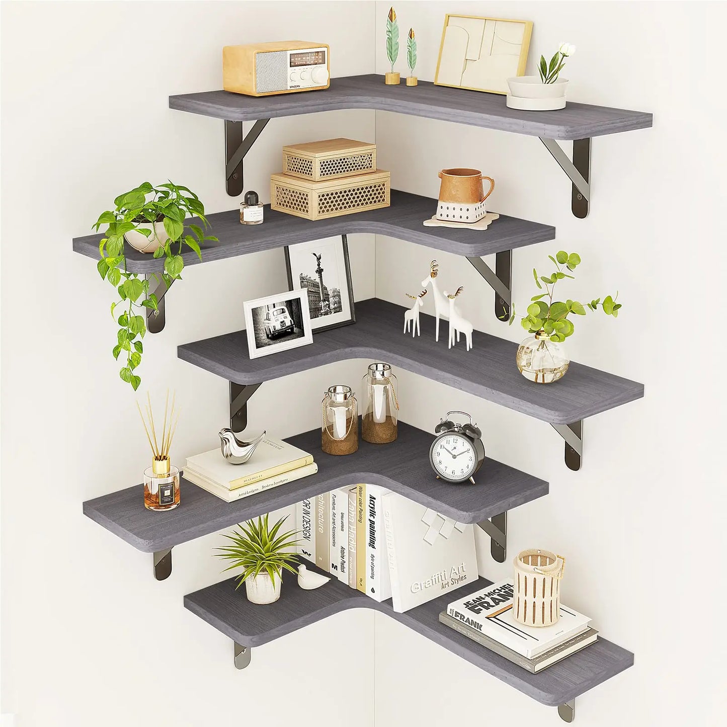 Uniquely Designed Rustic Wood Corner Shelves