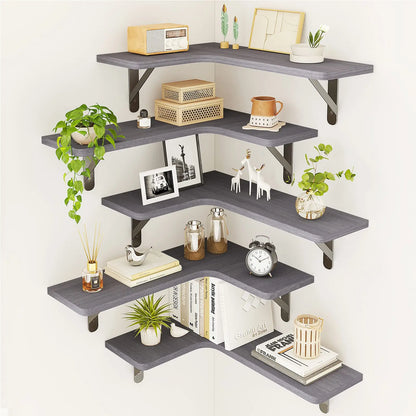 Uniquely Designed Rustic Wood Corner Shelves