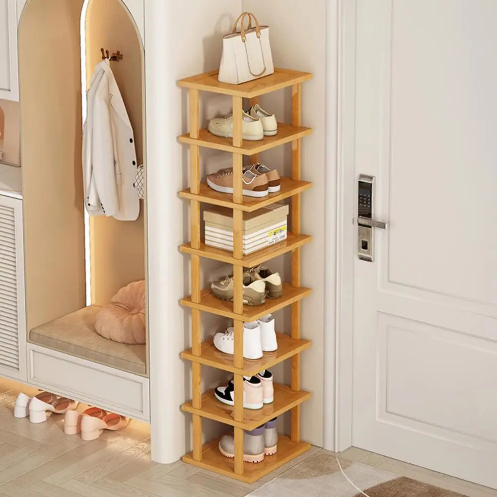 Space-Saving Bamboo Shoe Rack