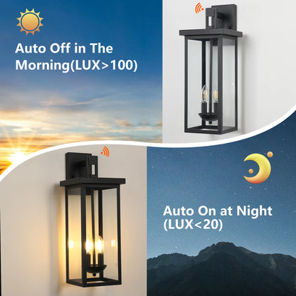 Weatherproof Exterior Wall Lantern with Dusk to Dawn Sensor