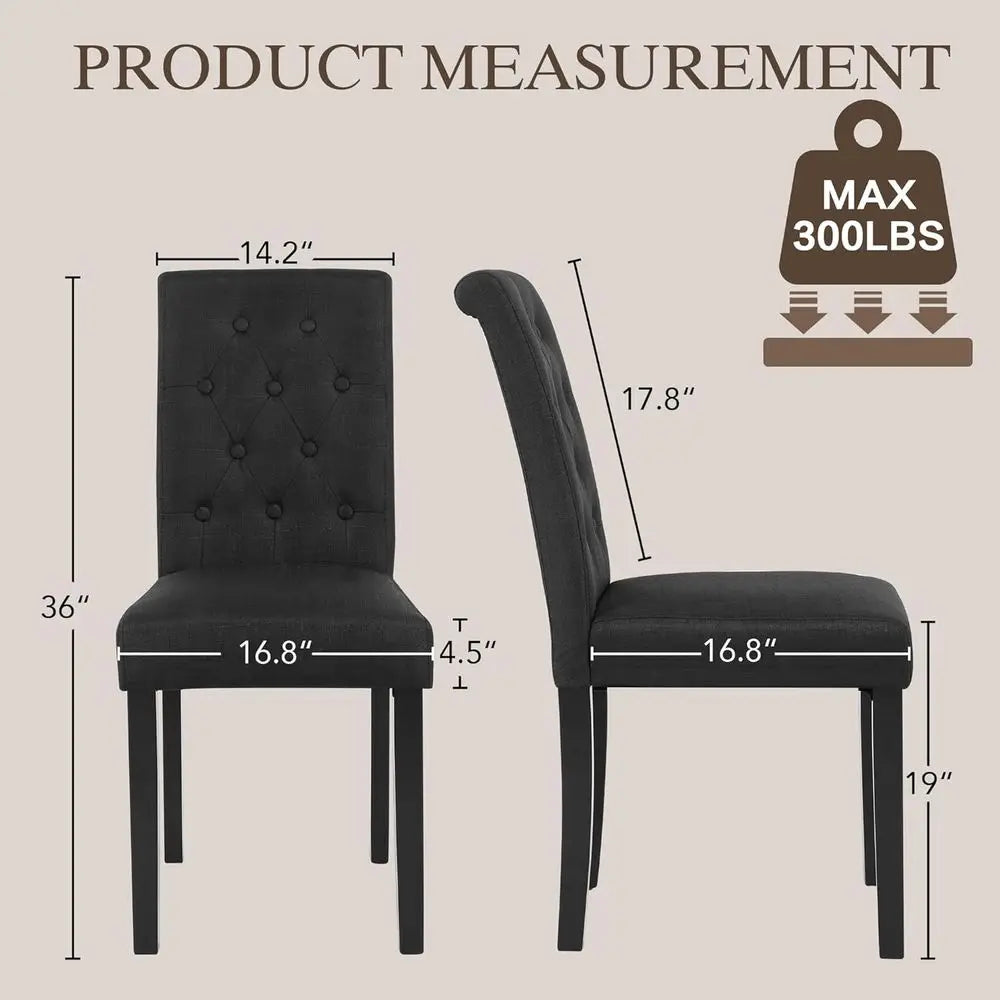 Modern Tufted Dining Chairs Set of 4 | Upholstered Wood Chairs