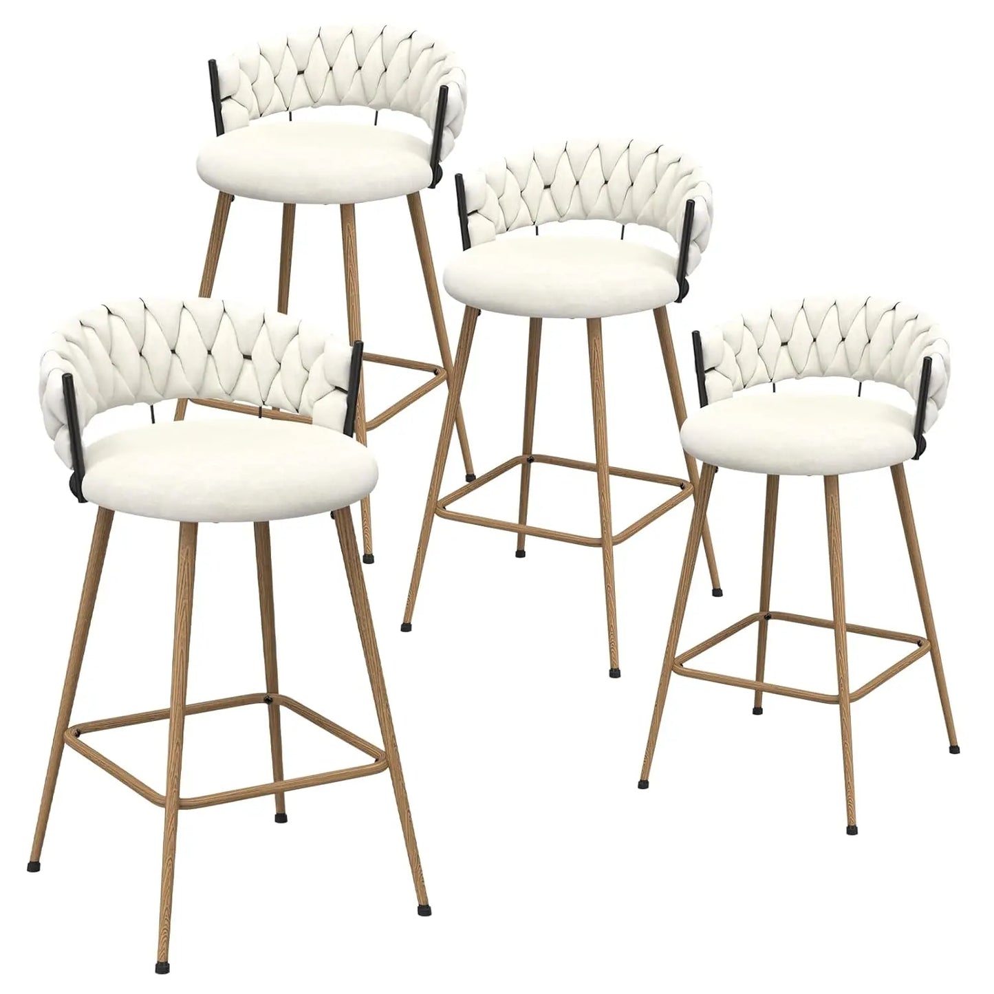 Modern Counter Height Bar Stools with Velvet Woven Backrest