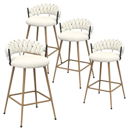 Modern Counter Height Bar Stools with Velvet Woven Backrest