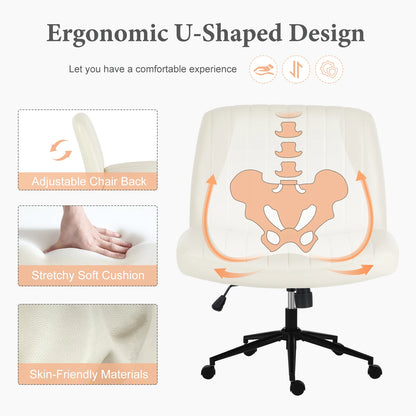 Armless Cross-Leg Office Chair with Wheels