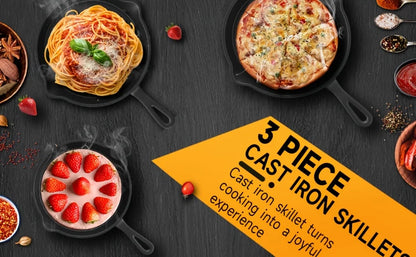 Pre-Seasoned Cast Iron Skillet Set