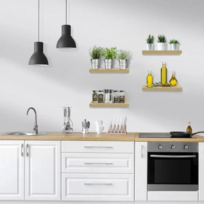 4-Pack Maple Wood Floating Shelf Set