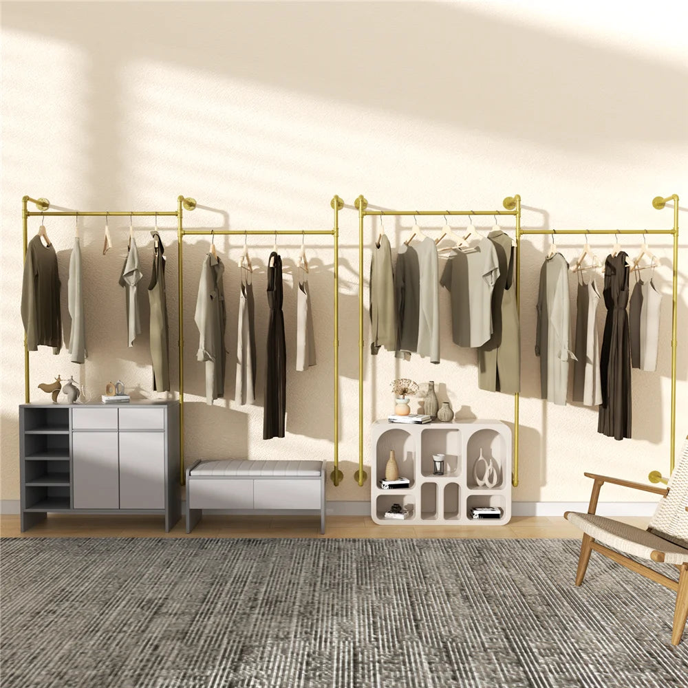 Industrial Pipe Wall-Mounted Clothing Rack