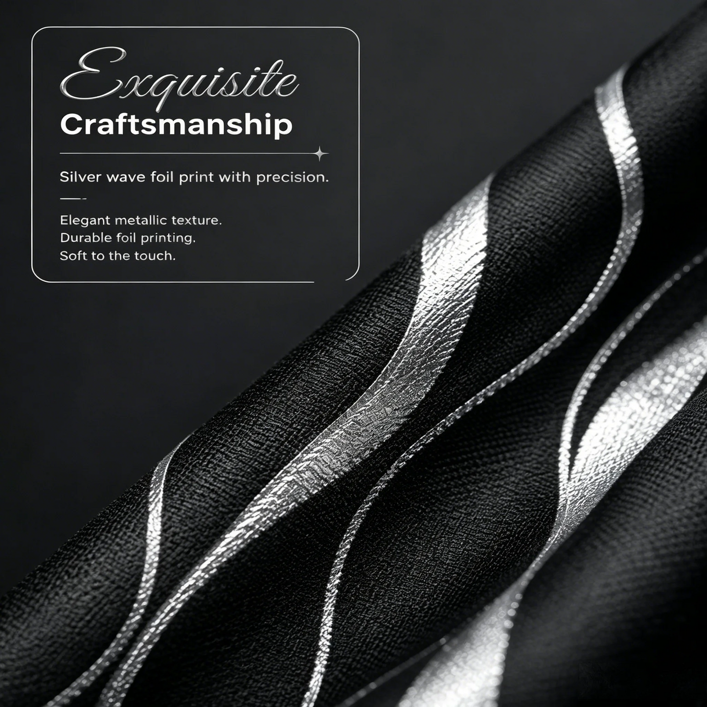 4-Panel Blackout Curtains with Silver Wave Foil Print | Thermal Insulated Drapes