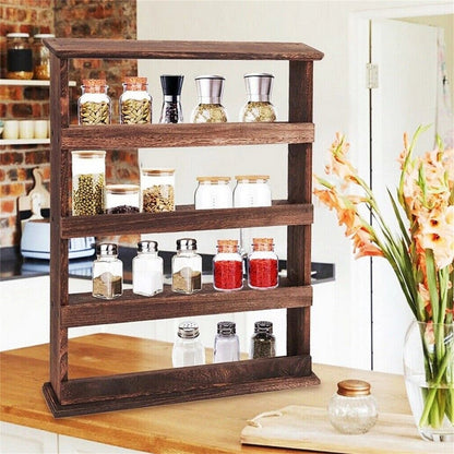 Rustic Torched Wood Wall Mounted Spice Rack
