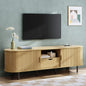 Modern TV Stand with Power Outlet & Sliding Door Storage