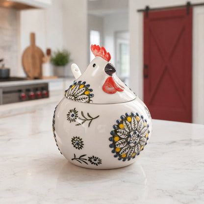 Ceramic Salt Cellar with Lid and Spoon