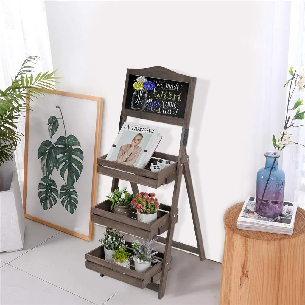 Folding Ladder 3-Tier Plant Stand