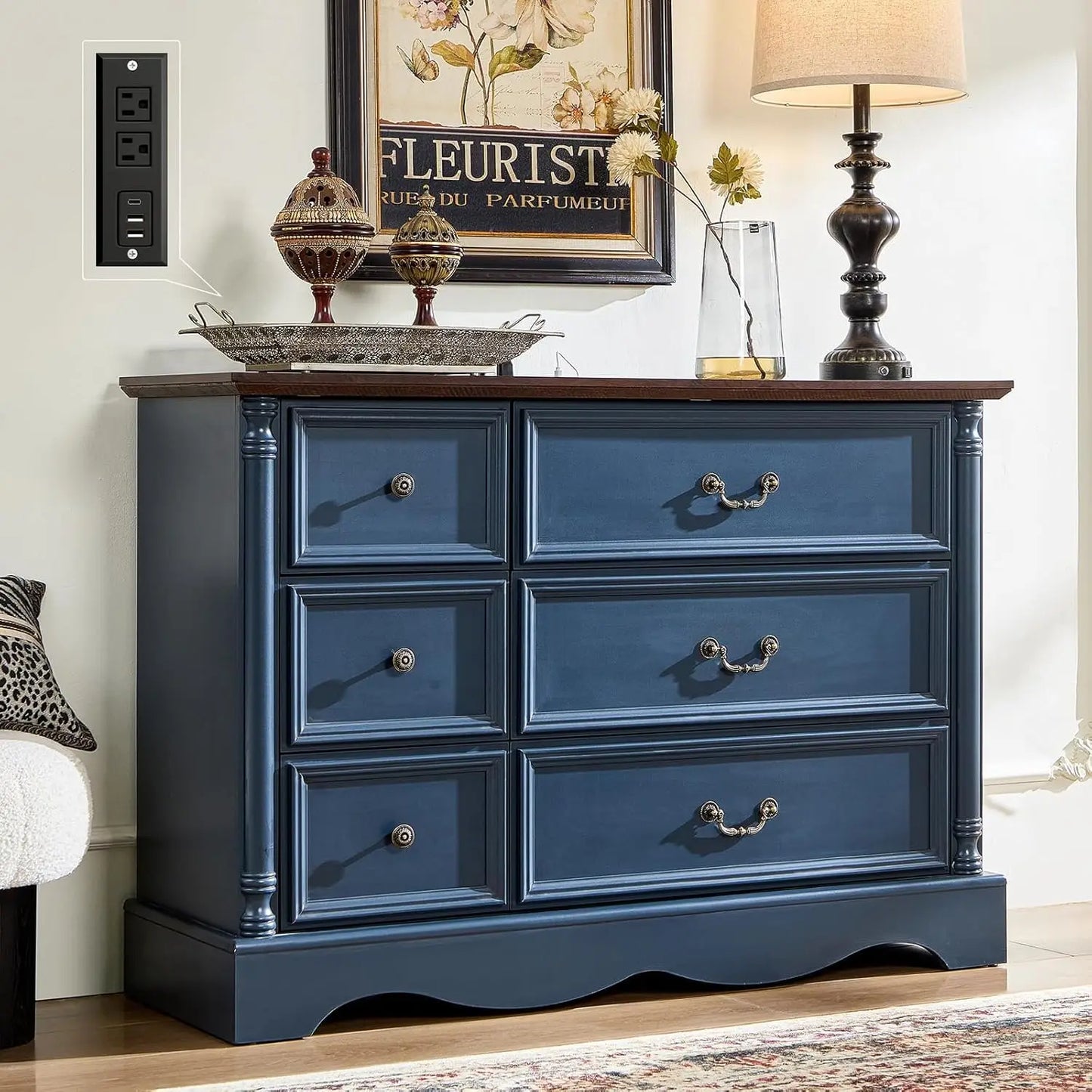 Rustic Farmhouse 6-Drawer Dresser