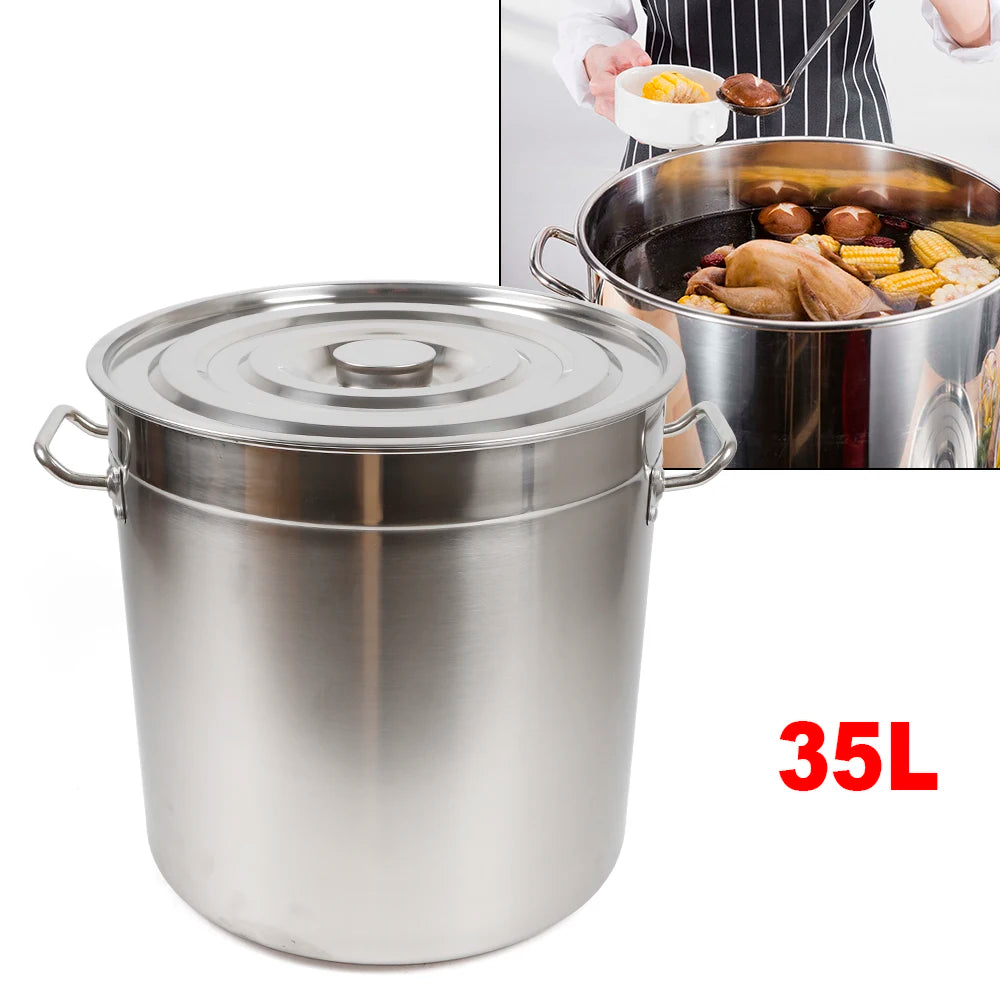 Large Capacity Stainless Steel Stock Pot with Lid