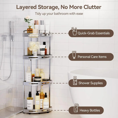 3-Tier Corner Shower Organizer with Soap Dish | Rust-Resistant Bathroom Shelf