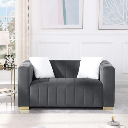 Modern Premium Velvet Loveseat with Pillows