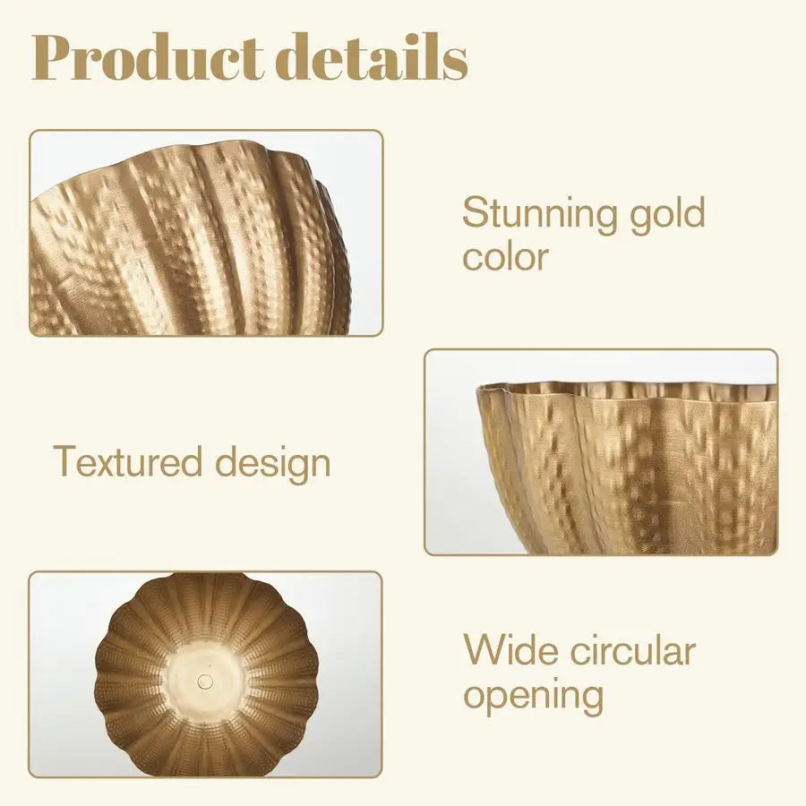 Antiqued Metal Distressed Gold Pedestal Vases