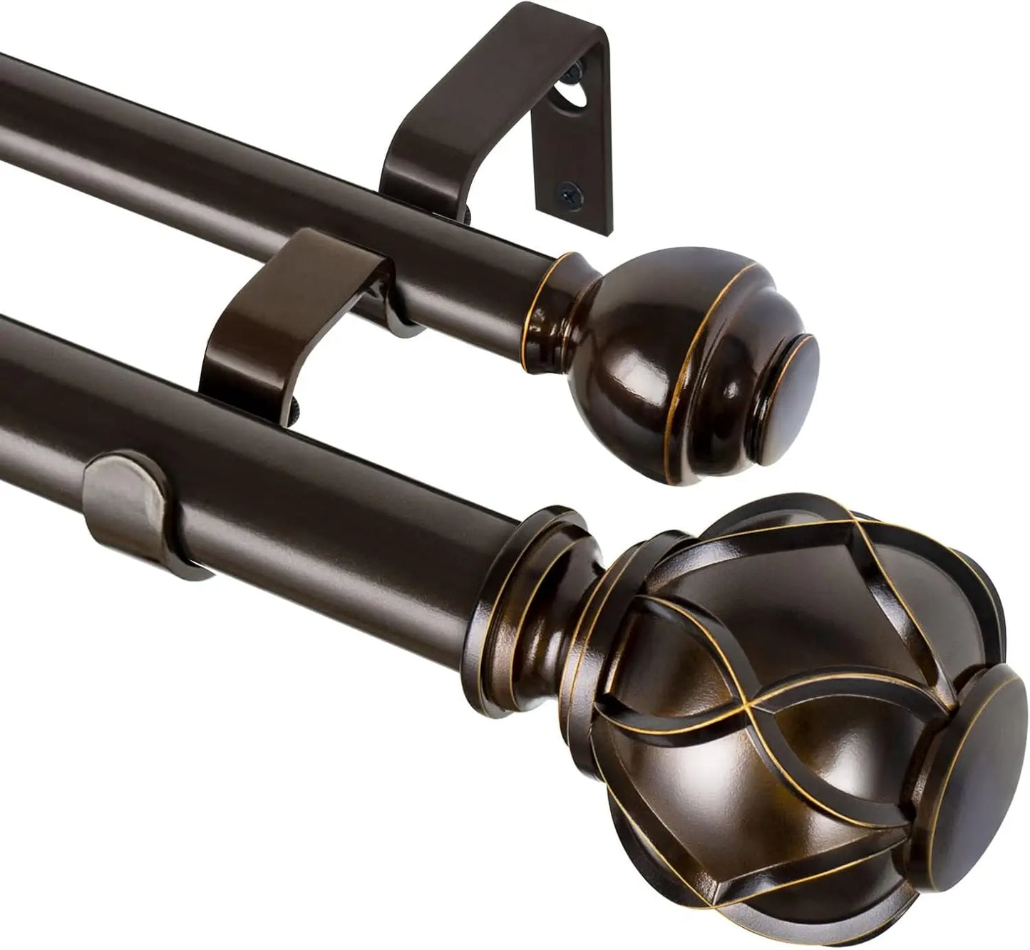 Heavy-Duty Double Curtain Rod 72–144 Inch | Antique Bronze Telescoping Drapery Rod