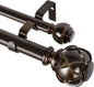 Heavy-Duty Double Curtain Rod 72–144 Inch | Antique Bronze Telescoping Drapery Rod