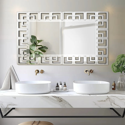 Silver Venetian Art Mirror with Beveled Glass Edge