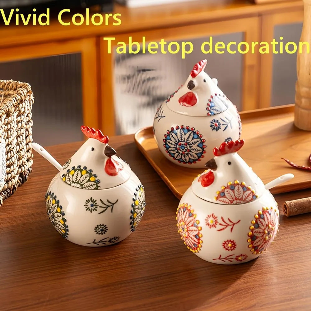 Ceramic Salt Cellar with Lid and Spoon