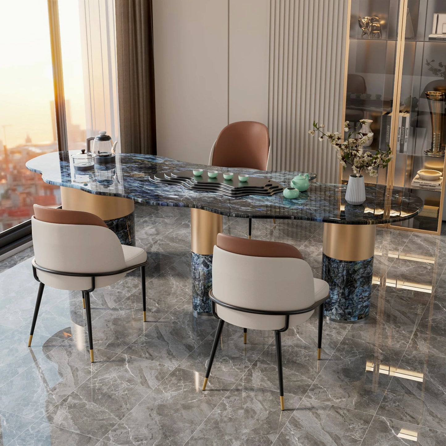Modern Upholstered Dining Room Chairs, Set of 2