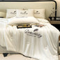 Oversized Ice Silk Summer Blanket | Cooling Lightweight Embroidered Quilt