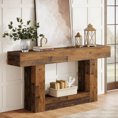 Farmhouse Style Wooden Console Table