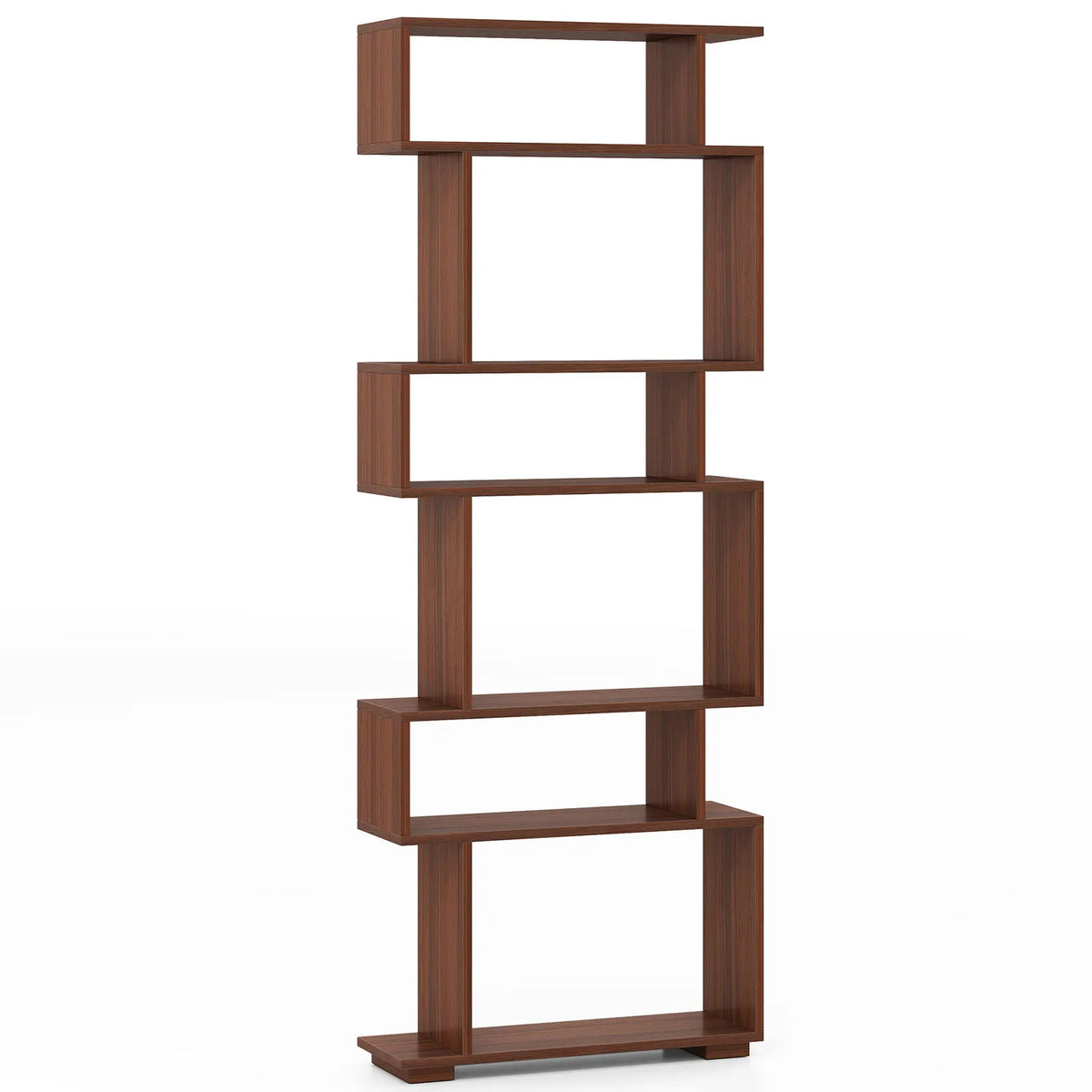 6-Tier S-Shaped Bookshelf | Modern Geometric Room Divider