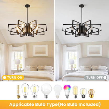 Modern 8-Light Geometric Chandelier