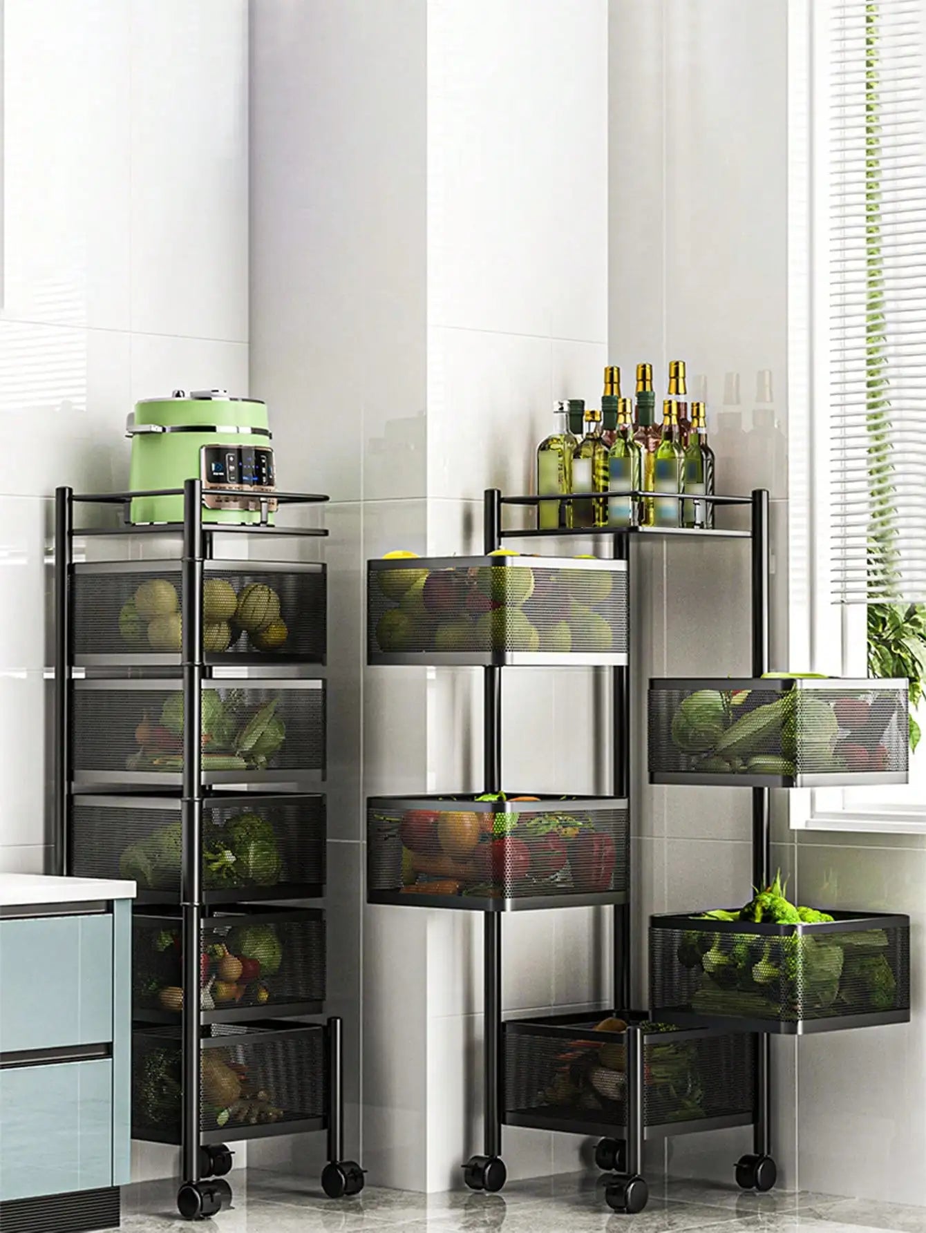 Rotating Five-Layer Trolley, Multi-Functional, Simple Storage