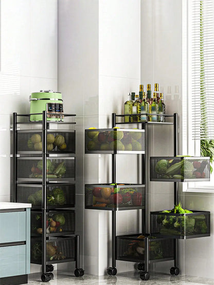 Rotating Five-Layer Trolley, Multi-Functional, Simple Storage